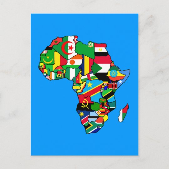 Flags Of Africa Map African Map Of Africa Flags Within Country Maps Postcard | Zazzle.co.uk