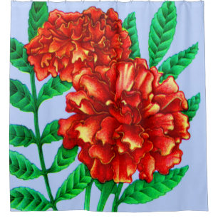 African marigolds print shower curtain