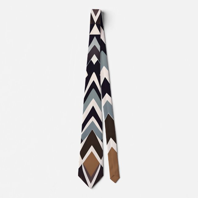 African Marocco Triangle Geometric Brown Pattern Tie (Front)