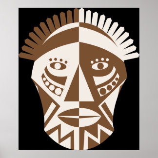 African mask brown ecru custom print poster