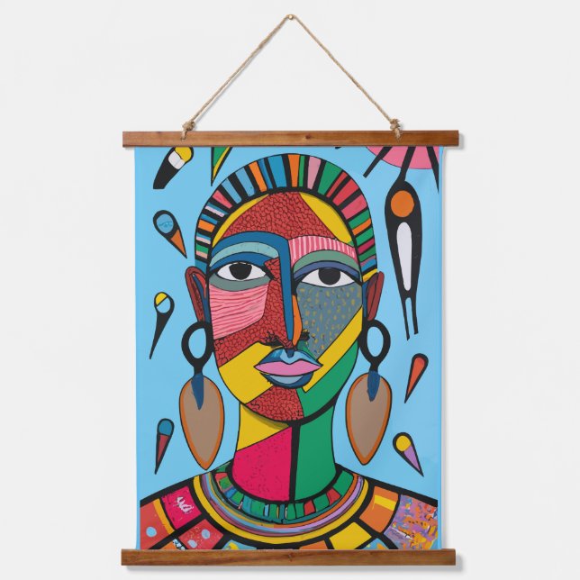african mask colore hanging tapestry (Front)
