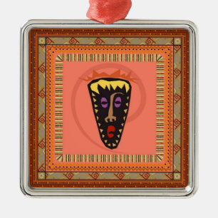 African mask metal tree decoration