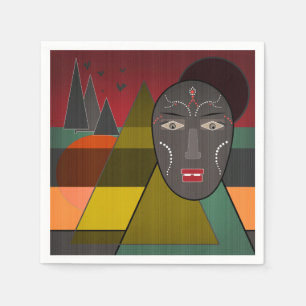 African mask napkin