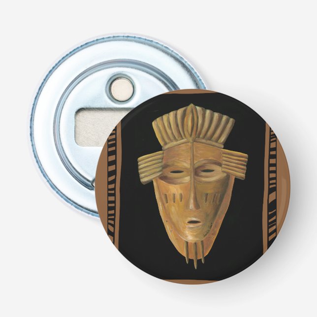 African Mask Painting by Chariklia Zarris Bottle Opener (Front)