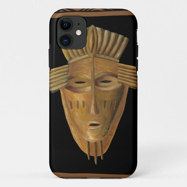 African Mask Painting by Chariklia Zarris Case-Mate iPhone Case (Back)
