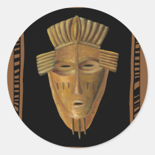 African Mask Painting by Chariklia Zarris Classic Round Sticker