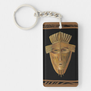 African Mask Painting by Chariklia Zarris Key Ring