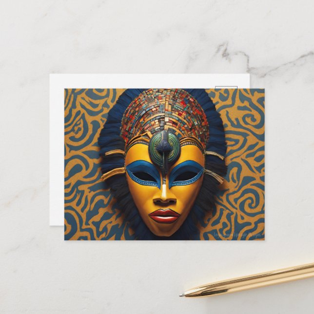 African Mask Postcard (Front/Back In Situ)