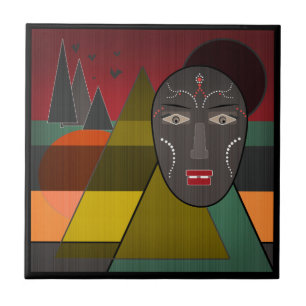 African mask tile