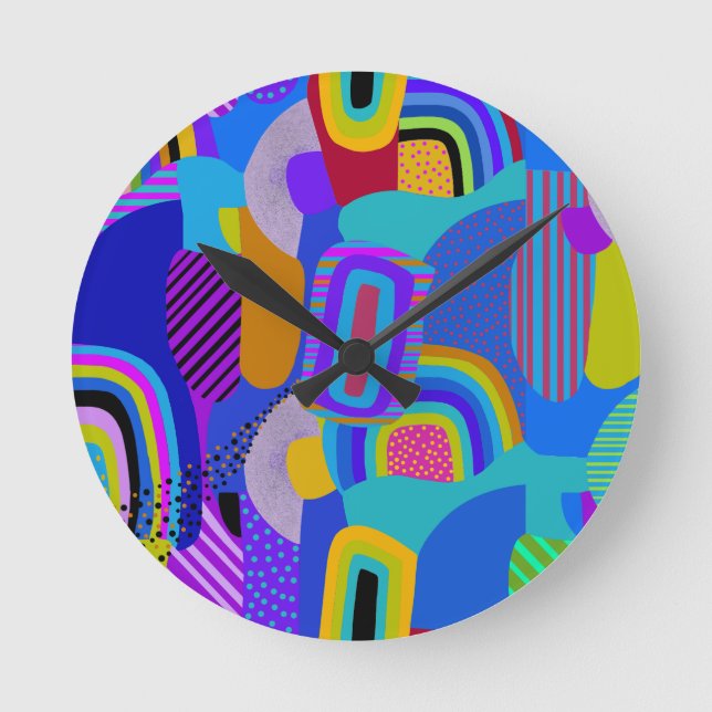 African Maximalist Landscape Map Round Clock (Front)
