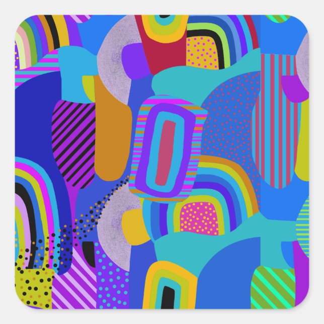 African Maximalist Landscape Map Square Sticker (Front)