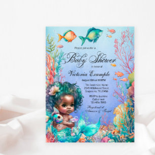 African Mermaid Baby Shower Invitation Postcard