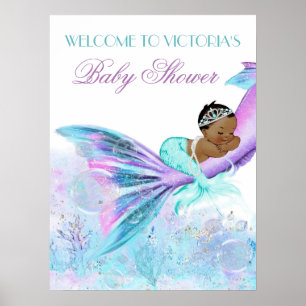 African Mermaid Tail Baby Shower Sign