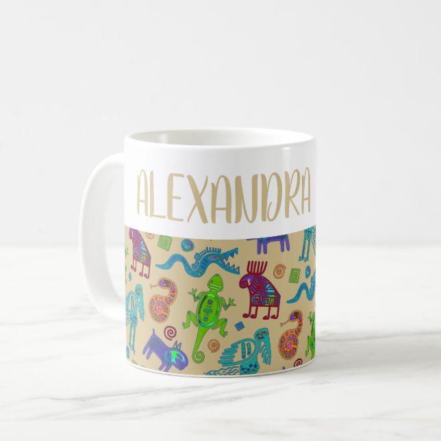 African Mexican Culture Primitive Tribal Pattern 1 Coffee Mug (Front Left)