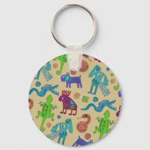 African Mexican Culture Primitive Tribal Pattern 1 Key Ring