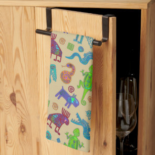 African Mexican Culture Primitive Tribal Pattern 1 Tea Towel