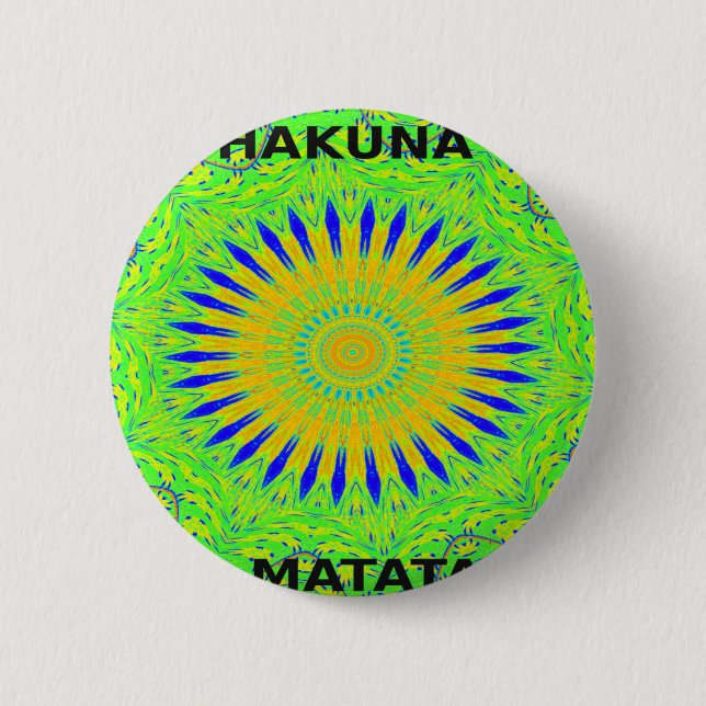 African Motif Design in Green and Gold Art Print 6 Cm Round Badge (Front)