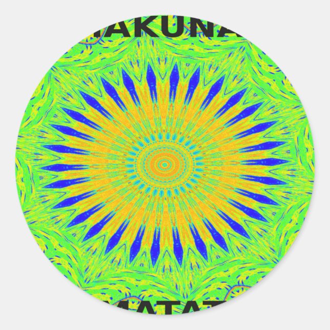 African Motif Design in Green and Gold Art Print Classic Round Sticker (Front)