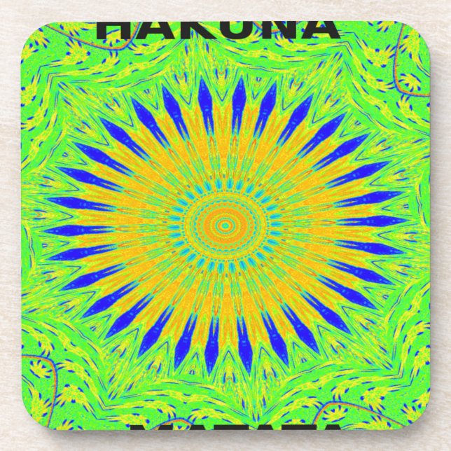 African Motif Design in Green and Gold Art Print Coaster (Front)