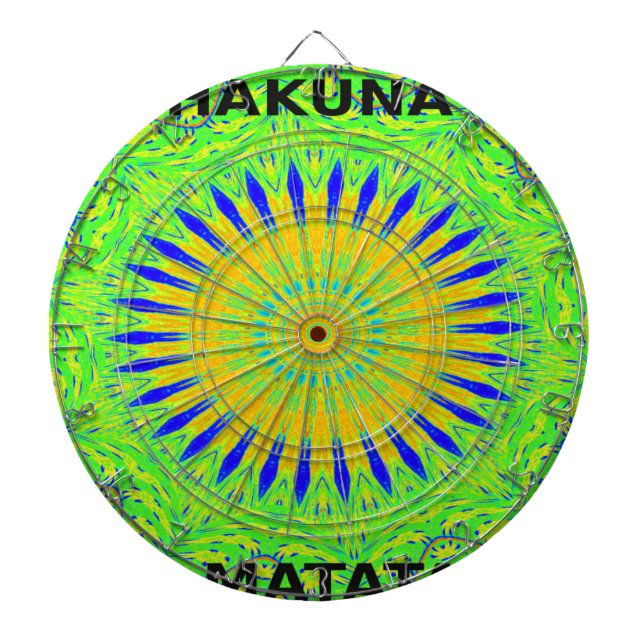 African Motif Design in Green and Gold Art Print Dartboard (Front)