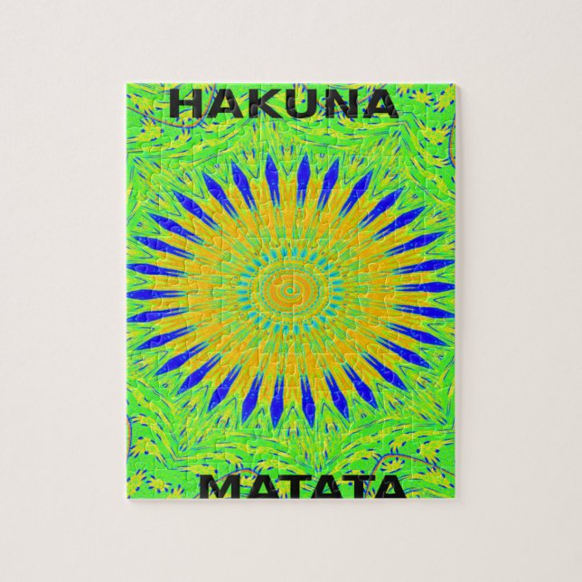 African Motif Design in Green and Gold Art Print Jigsaw Puzzle (Vertical)