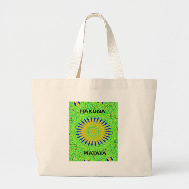 African Motif Design in Green and Gold Art Print Large Tote Bag (Front)