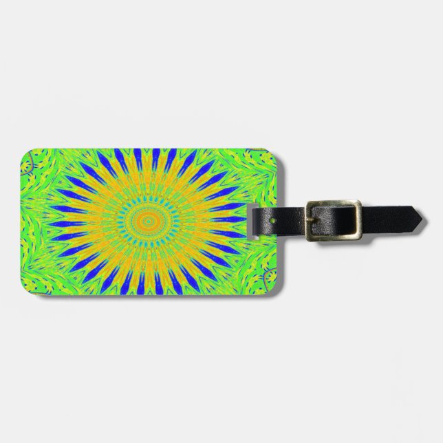 African Motif Design in Green and Gold Art Print Luggage Tag (Front Horizontal)