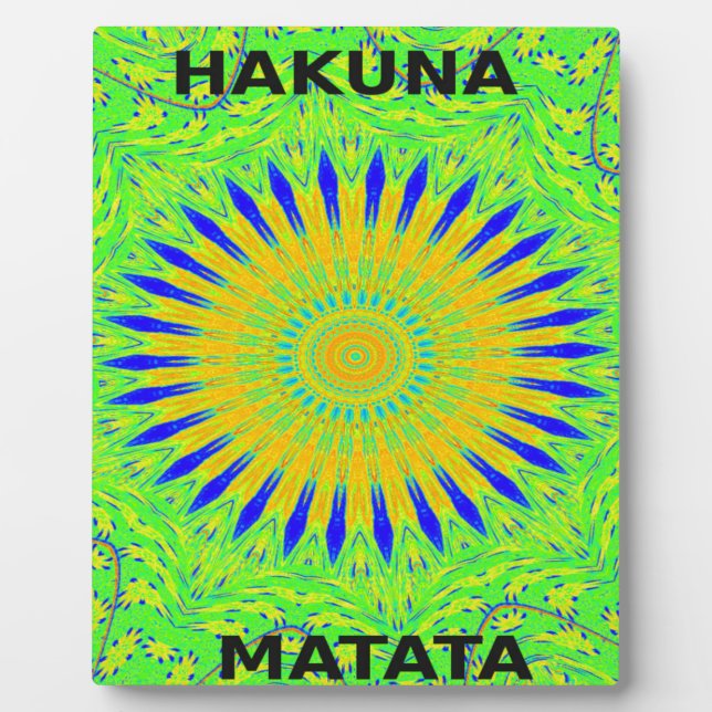 African Motif Design in Green and Gold Art Print Plaque (Front)