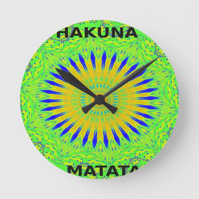 African Motif Design in Green and Gold Art Print Round Clock (Front)
