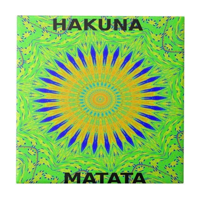 African Motif Design in Green and Gold Art Print Tile (Front)