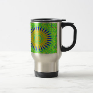 African Motif Design in Green and Gold Art Print Travel Mug