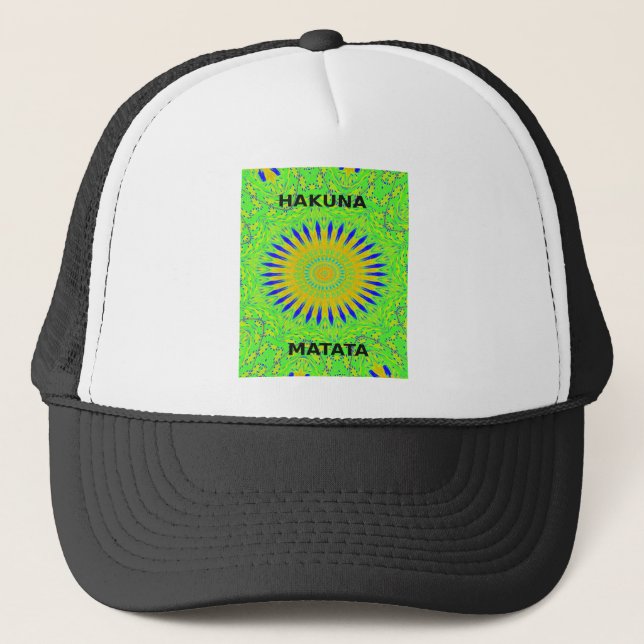 African Motif Design in Green and Gold Art Print Trucker Hat (Front)