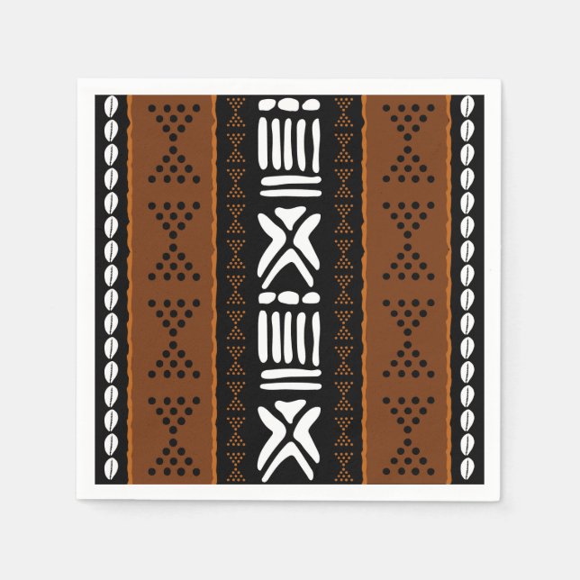 African Mud Cloth Bogolan Designer Paper Napkins (Front)