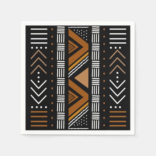 African Mud Cloth Bogolan Designer Paper Napkins (Front)