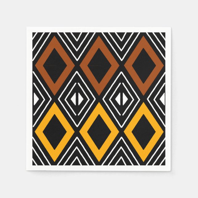 African Mud Cloth Bogolan Designer Paper Napkins (Front)