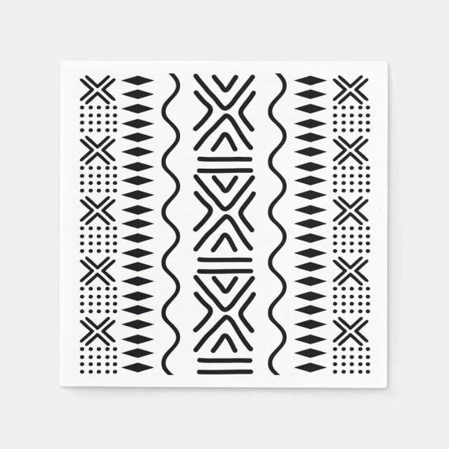 African Mud Cloth Bogolan Designer Paper Napkins (Front)