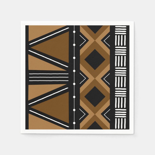 African Mud Cloth Bogolan Designer Paper Napkins (Front)