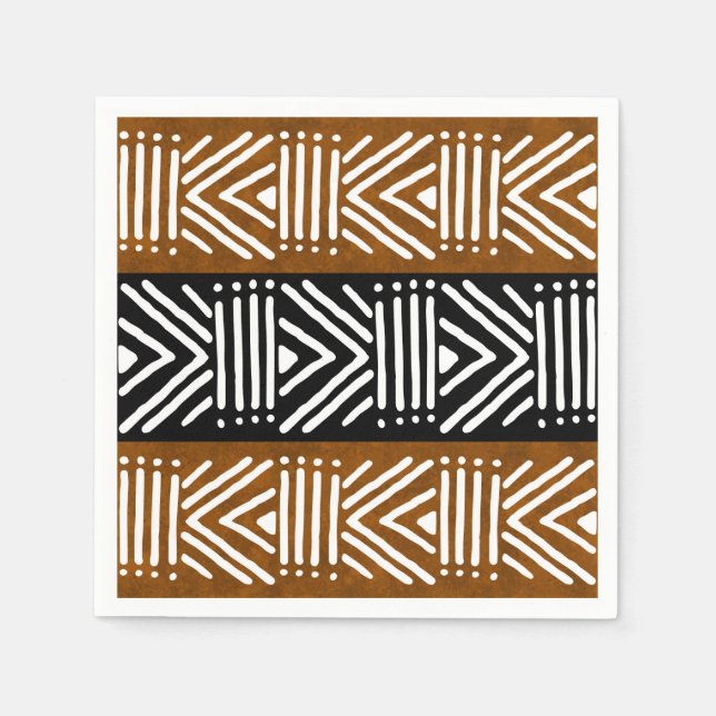 African Mud Cloth Bogolan Designer Paper Napkins (Front)