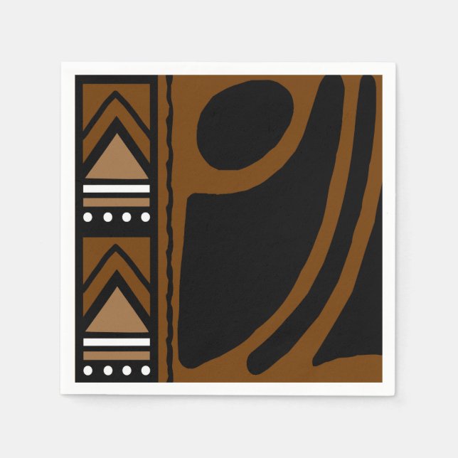 African Mud Cloth Bogolan Designer Paper Napkins (Front)