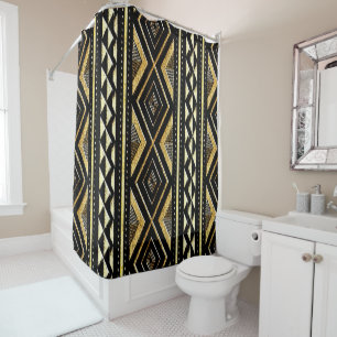 African Mud Cloth Geometric Shower Curtain