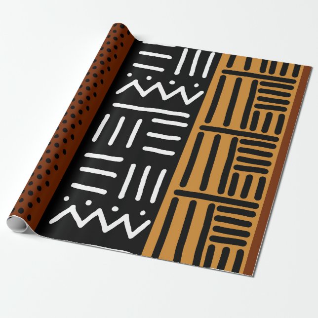 African Mud Cloth Gift Wrap (Unrolled)