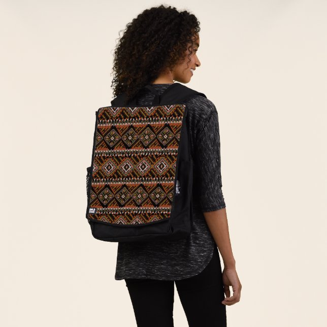 African Mud Cloth Inspired Boho Backpack (Worn)