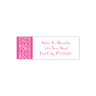 African Mud Cloth Pink Address Self Inking Stamp