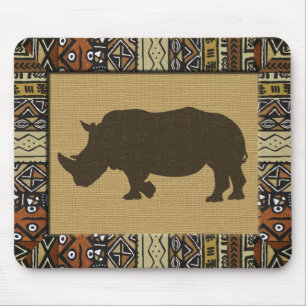 African Mudcloth and Rhino Mouse Mat