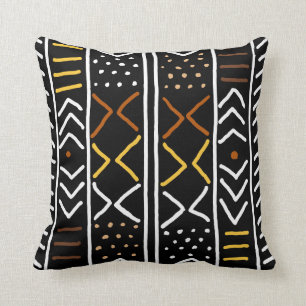African Mudcloth Bogolan Fabric Design Throw Pillo Cushion