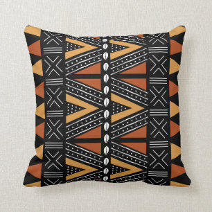 African Mudcloth Bogolan Fabric Design Throw Pillo Cushion