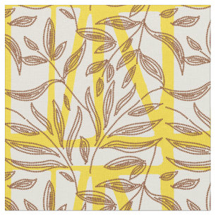 African mudcloth contrast botanical yellow brown fabric