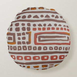 African Mudcloth Ethnic Pattern Round Cushion