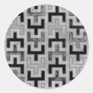 African Mudcloth Textile with Geometric Patterns Classic Round Sticker