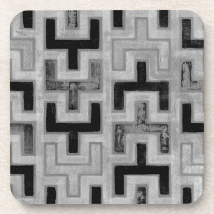 African Mudcloth Textile with Geometric Patterns Coaster